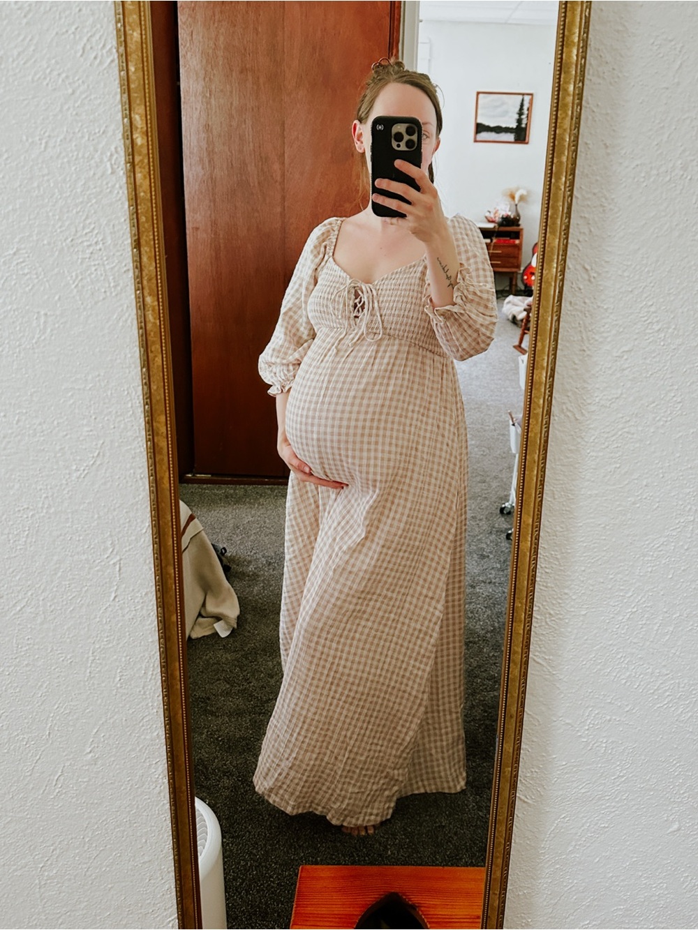 Cecilia 100% Cotton Smocked Maxi Dress in Rose Plaid